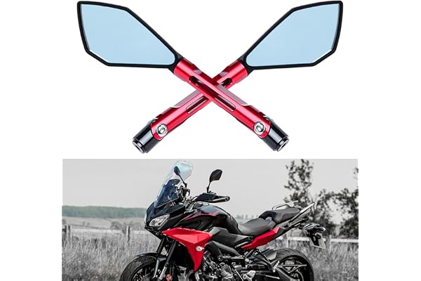 DREAMIZER 8mm 10mm Rétroviseur de Moto, Rétroviseurs Latéraux de Moto Pour XJ6 R1 R6 FZ6 F800 F650 MT03 MT07 MT09 Z750 Z1000 ER-6N TNT TRE Monster(Rouge)