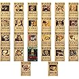 Paper One Piece Wanted Posters Set-300 Gsm 8 X 12 Inch-One Piece Bounty Posters Set Of 26 A4 Size-Luffy Wanted Poster-One Piece Anime Straw Hat Crew Wanted Posters Set-One Piece Stickers