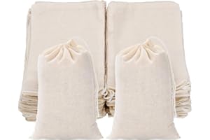 PVEATH Cotton Bags,60 Pcs Small Cotton Drawstring Bags Natural Muslin Bag Cotton String Bags for Wedding/Party/Festival/Storage/Decorating/DIY Bag (10 x 15 cm)