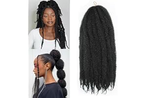 XIIMENALU Marley Twist Braiding Hair Afro Twist Hair Kinky Curly Cuban Twist Hair Senegalese Twist Crochet Hair Marley Twist Hair Synthetic Crochet Braids Marley Hair Extensions (1b, 18inch/3packs)
