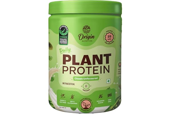 Origin Nutrition 100% Natural Plant Based Protein Powder, Ranked Best Vegan Protein by Independent Scientific Research, Easy to Digest, Unflavoured with 25g per serve Plant Based Protein, No Added Sugar, 260g