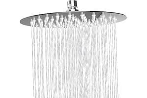 Rain Shower Head, Katezon High Pressure Rainfall Showerhead Stainless Steel, Bathroom Waterfall Shower Universal Wall Ceiling Mount (8" Chrome Finish)