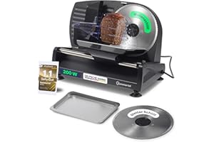 Sommertal Allesschneider AS190 DUAL 200W Edelstahlmesser mit Wellenschliff und glatten Schliff, platzsparend, elektrische Schneidemaschine Brotschneidemaschine, Profi Aufschnittmaschine Modern 0-15mm