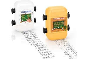NAKIYO Maths Roller Stamp 2Pcs, Reusable Teacher Supplies for Digital Stamp Calculation, Math Educational Stamps for School Home Campus-Multiplication Division Fill in The Blank (Yellow+White)