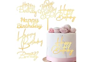 LUSOFIE 6 Stück Happy Birthday Cake Topper Tortendeko Happy Birthday Goldene Kuchenaufsätze Spiegel Acryl Kuchenaufsätze Seitliche Cake Topper Geburtstag für Geburtstagsparty Kuchen Desserts Gebäck