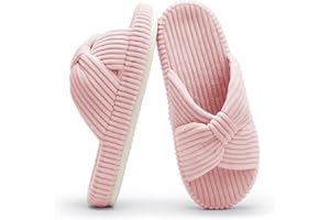 Chantomoo Hausschuhe für Frauen Memory Foam Haus Schlafzimmer Cord Schleife Crossbands Slide Slipper Schuhe Bequem Trendy Geschenk Hausschuhe