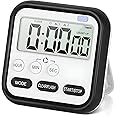 YOMITH Digital Magnetic Timer Count-Down & Stopwatch, with Large LCD Display and Loud Alarm, Flashing Light, Back Stand, Hanging Hole for Cooking, School, Sport, Study, Game (Pack of 1, Black)