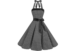 Timormode Abito Vintage Donne Vestito Cocktail 1950 Gonna retrò Estiva Rockabilly Allacciatura al Collo di Polka Dots Molti Colori