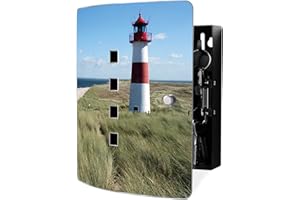 ‎BANJADO banjado® Design Schlüsselkasten aus Edelstahl mit Motiv Leuchtturm für 10 Schlüssel - Schlüsselschrank zur Schlüssel Aufbewahrung 24 x 21,5 x 7cm groß mit praktischem Magnetverschluss