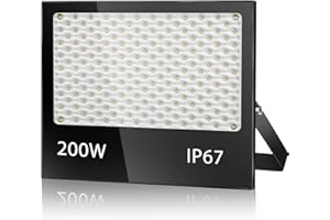 VRFMALIY 200W Foco LED Exterior , 20000LM 7000K Proyector LED Exterior, IP67 Impermeable LED Exterior Bianco Caldo Luz de Inundación Luz de Seguridad Iluminación para Garaje Patio Jardín Terraza Parque
