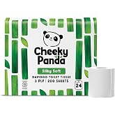 The Cheeky Panda Bamboo Toilet Paper | 24 Rolls x 200 Sheets | 3 Layers 100% Biodegradable Bamboo Plastic Free | Bulk Pack