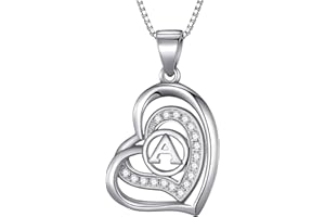 Morella Damen Halskette Herz Buchstabe 925 Silber rhodiniert mit Zirkoniasteinen weiß 46 cm