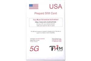 TSIM PrePaid USA SIM card. Unlimited incoming and outgoing calls/text | Ultra High Speed 5G Data allowance. Hotspot/Tethering/Internet Sharing allowed. (3GB x 2 Month)