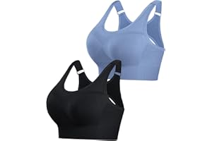 Litherday Reggiseno Sportivo Donna Senza Ferretto Push Up Alto Impatto Imbottito Antiurto Top Fitness per Allenamento Yoga Corsa Jogging S-XXL