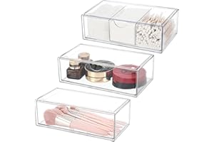 Pavlleen 3 Stück Kosmetik-Organizer-Schubladen,Badezimmer Organizer Mini mit Schubladen.Stapelbare Transparenter Acryl-Make-up-Organizer,für Waschtisch, Badezimmer, Schlafzimmer,Schreibtisch