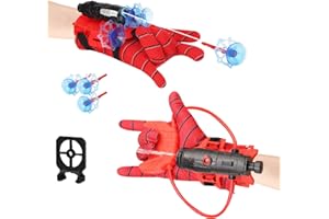 GxDxmBd 2 PCS Gants Spider Launcher,Jouets de Poignet Lanceur de Héros,Lanceur de Toile pour Spider,Jouets de Poignet Lanceur de Héros,Gant de Cosplay en Plastique pour Enfants (C)