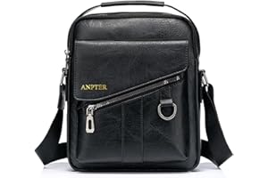 ANPTER Sacoche Homme Sacs Bandoulière Vintage Sacoche Bandouliere Cuir Petite Shoulder Bag Crossbody Business Cartable Besace Pochette Sacs à main pour le Sport les Voyages le Travail(Noir Sacs bandoulière)