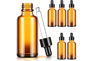 Set med 6 pipettflaskor på 50 ml med stöttålig pipett | Droppflaska, 3,7 x 11,4 cm, korrosionsbeständig, droppflaska för eter