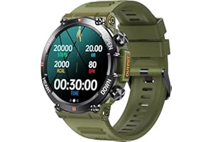 TELSA UK - Smart Watch Waterproof IP68 military style mens Sports & fitness digital Watch with Touch Screen display, Fitness Watch, Heart Rate, IOS & Android (Green)