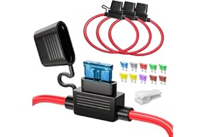 JOREST 3 szt. 12AWG Standardowy uchwyt bezpieczników w linii ATC/ATO samochodowy bezpiecznik samochodowy do samochodu/ciężarówki/motocykla 10 sztuk bezpieczników średnich (10 A 15 A 20 A 25 A 30A 35A