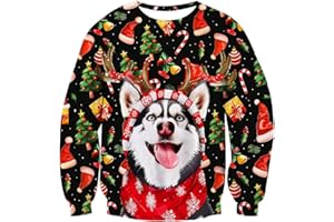 Belovecol męski damski sweter świąteczny 3D zabawna bluza z długim rękawem sweter świąteczny Brzydki sweter świąteczny