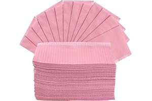 JREMREO 125 Stück 45 x 32.5 cm Dental Lätzchen Einweg, 3 Ply wasserdicht Piercing Tattoo Papier Tischdecken Clean Pad Patienten Serviette Tissue Lätzchen für Zahnklinik, Tattoo-Station und Salon (Rosa)