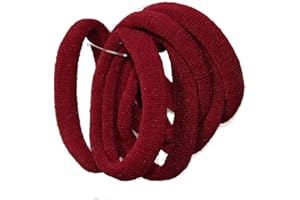 Burgundy Thick Jersey Fabric Endless Ponytail Holders School Colour Ponies Pack Of Six Quality Hair Elastics Pony Tail Bobbles Non Metal for Women Girls by Glitz4Girlz