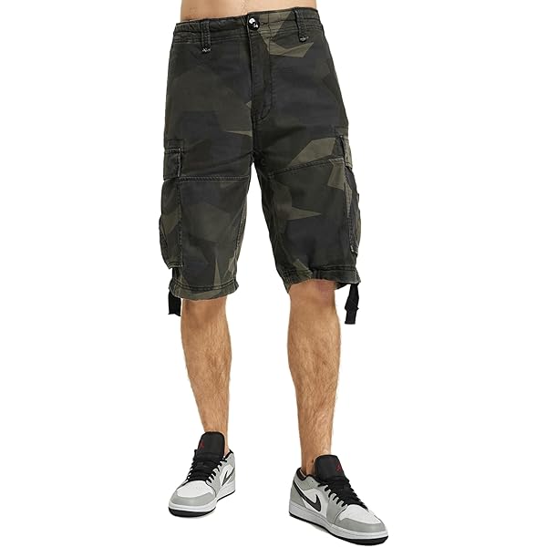 Geographical Norway Cargo Shorts Korte broek Bermuda met riem Short Hunter in bundel met UD Bandana, S