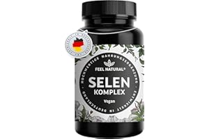 ‎FEEL NATURAL Selen Hochdosiert: 200µg Selen - 365 Tabletten - Hoch bioverfügbar durch 3 hochwertige Selenformen: Natriumselenit, L-Selenmethionin, Selenhefe - Laborgeprüft und in Deutschland produziert