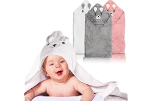 ‎FOSOLONI Fosoloni 3 Stück Baby Handtuch Kapuze, 80 X 80 cm Babyhandtuch Mit Kapuze, Kapuzenhandtuch Baby, Kleinkinder Badetücher mit niedlichen Ohren, Babybadetücher Für Babybaden, 0-3 Jahre