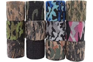 Chostky 12 Rolls Selbstklebende Au?envlies-Tarnb?nder - Woodland Camo - Rifle Wrap