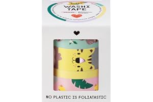 folia 26457 - Washi Tape WILDLIFE, 4 x 5 m, Klebeband aus Reispapier, Hotfoil in 4 tierischen Designs, zum Basteln, Verzieren und Dekorieren