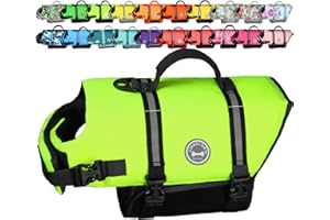 VIVAGLORY Rip Stop Dog Life Jacket, Buoyancy Aid with Handle, Buoyancy for Doggy, Dog Life Jacket for Swimming & Boating, XXS, Bright Yellow