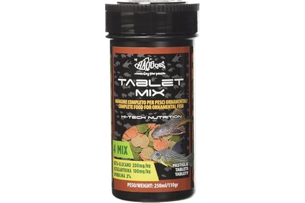 Haquoss Tablette Mix Nourriture en Pastilles pour Poissons Nettoyeurs de Fond et de Verre, 250 ml/90 g