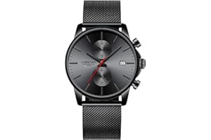 Affute Orologi da uomo moda sport al quarzo analogico nero maglia acciaio inossidabile impermeabile cronografo orologio da polso automatico data