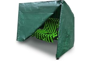 PRADICHI Heavy Duty Waterproof Garden Swing Cover | Outdoor 3 Seater Swinging Chair Cover with Zips | Windproof, Anti-UV Patio Hammock Chair Protector (Green)