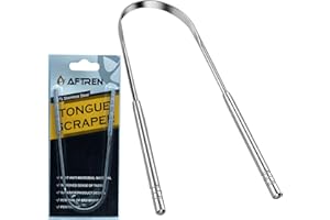 AFTREN Tongue Scraper Stainless Steel Tongue Cleaners Beauty Fresh Breath Restored Taste Daily Oral Care U Shape (Silver)