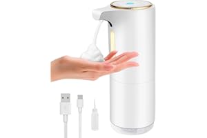 Dispenser Sapone Bagno, Dalugo Dispenser Sapone Schiuma Automatico 300ml USB-C Ricaricabile, 3 Livelli Regolabili, IPX4 Impermeabile Dispenser Sapone per Cucina Bagno