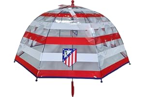 CYPBRANDS CyP Brands- Atletico de Madrid, Ombrello, Ombrellino per bambini, Diametro 48 cm, Manuale, Bolla, Trasparente, Prodotto ufficiale