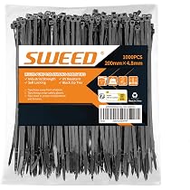 SWEED Fascette Fermacavo Nere 300 Mm | 100 Pezzi In Nylon 6/6 | Autobloccanti | Resistenti Fino A 22 Kg | Per Interni/Esterni