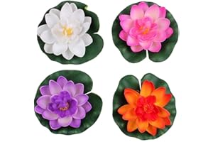 HAIFLY Flor de loto artificial de espuma flotante para decoración de estanques, 4 unidades, 17 cm
