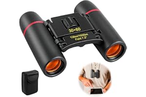 TUWONWA Compactes Petit Jumelles 30x60 Puissant Télescope Pliant avec Tissu Propre et étui de Transport, Petites Jumelles compactes pour Adultes et Enfants, Idéal Observation en Plein Air