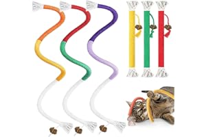 Nepfaivy Cat Toys Chew Ropes - 6 PCS Cotton Cat Chew Sticks Toy for Indoor Cats Teeth Cleaning, Interactive Nip Toy with Gall Fruit, Dental Catnip Sticks for Kittens