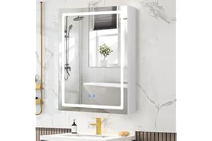 ‎VOWNER VOWNER Spiegelschrank Bad mit LED Beleuchtung, Spiegelschrank BadezimmerSpiegel, Dimmbar, Badezimmerschrank, Spiegel Badschrank mit Beschlagfrei, Hängeschrank Badspiegel, 60 x 80 x 15 cm (B/H/T)