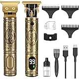 CKCLR Tagliacapelli Uomo, Impermeabile T-Blade Tagliacapelli Professionale con Display a LCD, Rasoio Elettrico Barba, Macchin