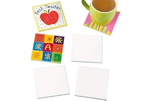 Baker Ross EK3336 Pomaluj własne podstawki (opakowanie 6 szt.) Kreatywność dla dzieci do dekoracji i prezentacji, ceramika, 9,5 cm x 9,5 cm