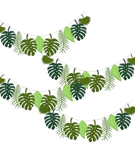 Festone Di Foglie Tropicali In Feltro 2,5 M Per Decorazioni Festa – Ghirlanda Giungla Per Compleanni E Eventi Estivi
