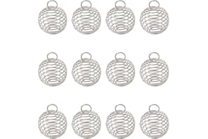 SUNNYCLUE 100 Pz 20mmx22mm Gabbia di Cristallo A Spirale Ciondoli con Gabbia Porta Pietra Lavica Rotonda Cava Ciondoli Gabbia per Orecchino Fai da Te Collana Forniture per Creazione
