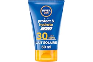 NIVEA SUN Lait solaire Protect & Hydrate format voyage FPS 30 (1 x 50 ml), Crème solaire hydratation 48H, Protection solaire à la formule agréable