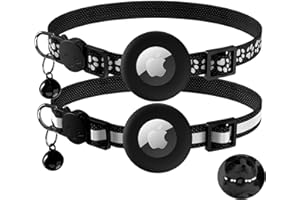 VANCLE Collare per Gatti con Custodia per AirTag, Sicuro Antifuga e Anti-Soffocamento, Morbido e Regolabile, con Campanellino Rimovibile